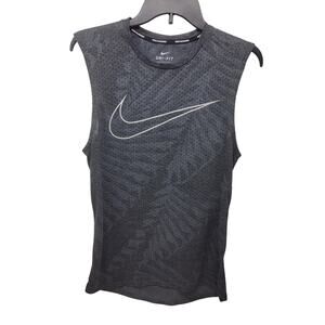 Nike Dri-FIT Men's Small Gray Mesh Sleeveless Tank Big Swoosh Running Gym